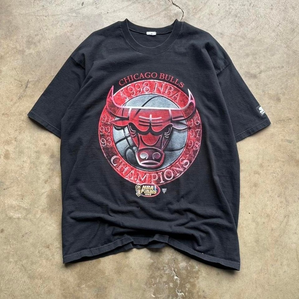 1998 starter Chicago Bulls NBA Champions tour T-Shirt cotton tee 2XL